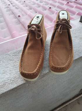 秋冬季 加绒保暖高帮袋鼠鞋 反绒皮英伦复古男鞋 生胶底休闲短靴