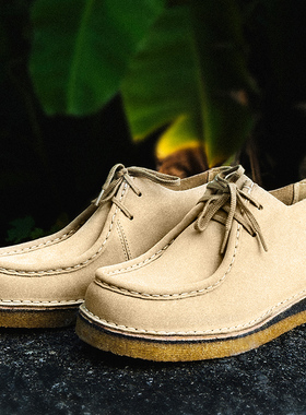 三鞋匠手工复古反毛皮休闲工装袋鼠鞋beenflex系带生胶底低帮男鞋