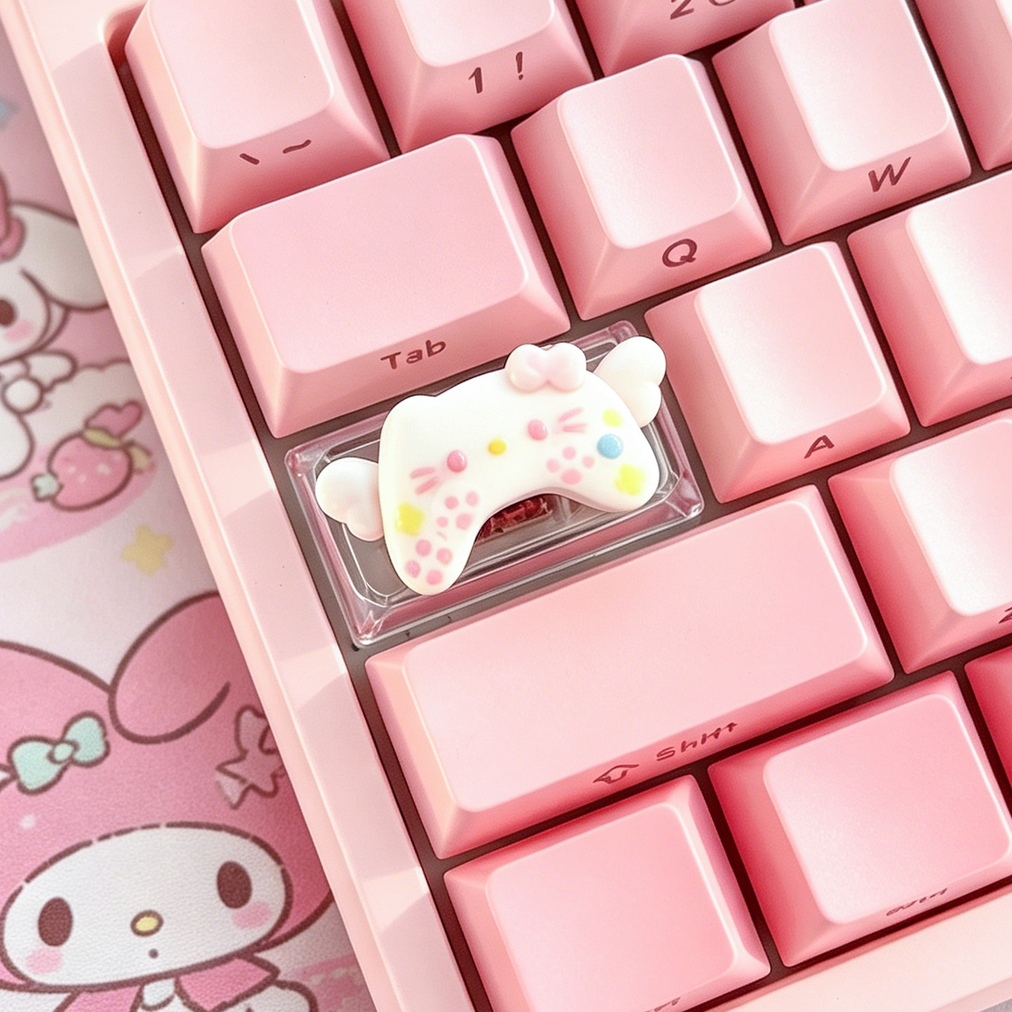 游戏手柄KT键帽2u退格键1.75u大小写定制可爱HelloKitty系列diy