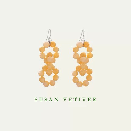 SUSAN VETIVER「再定义」经典设计风格柠檬黄贝壳串珠时尚耳钩