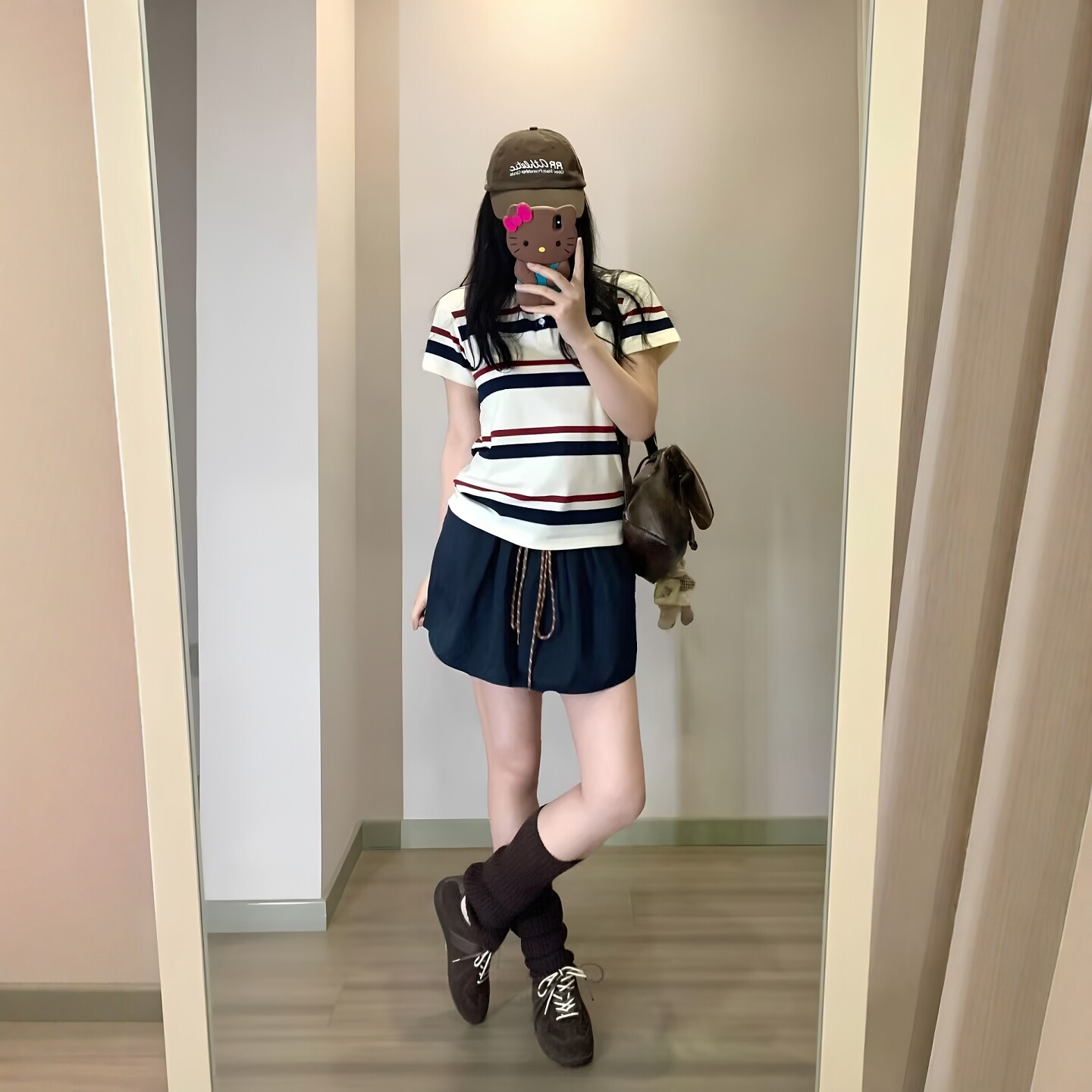 学院风减龄休闲运动套装女夏季条纹polo衫短袖短裙洋气显瘦两件套