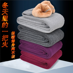 高腰弹力裤 秋冬新款 纯棉中老年棉裤 高弹热能裤 男女加绒加厚保暖裤