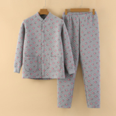 女 家居服套装 三层保暖内衣套装 女纯棉中老年人保暖上衣宽松保暖裤