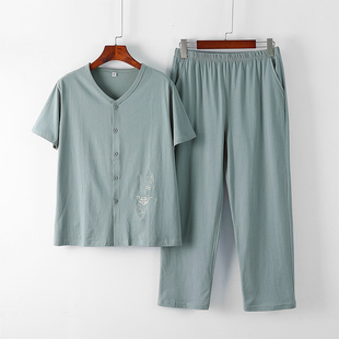 纯棉睡衣睡裤女夏季薄款宽松大码可外穿居家全棉休闲家居服九分裤
