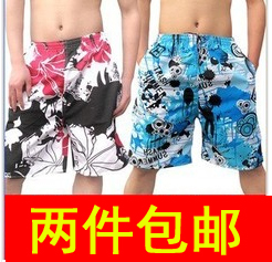 促销！夏季大码纯棉沙滩裤男 大裤衩休闲五分裤 大裤头宽松短裤男