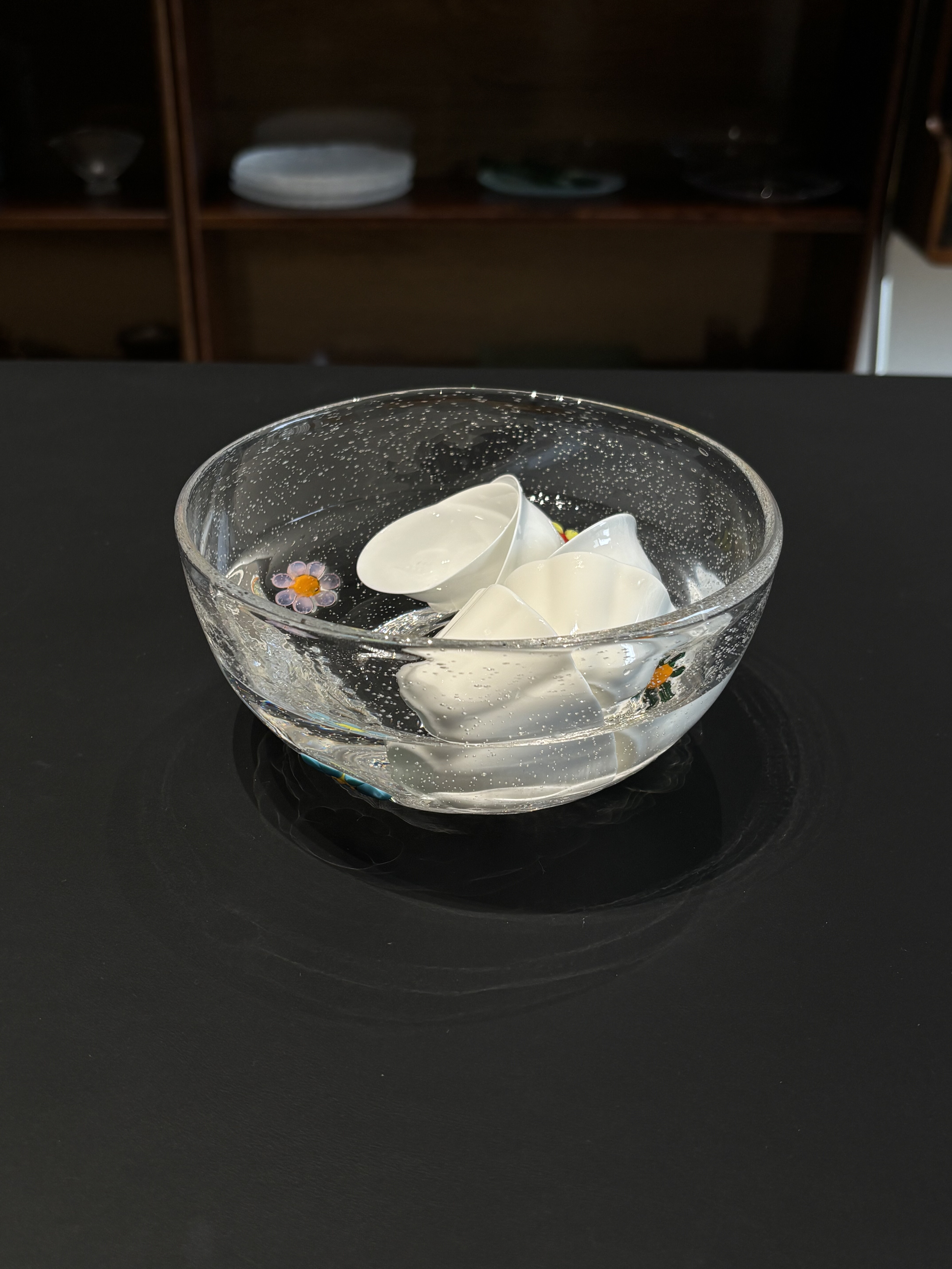 日本代加工厂作气泡玻璃建水耐高温茶渣碗果子钵茶道配件甜点碗