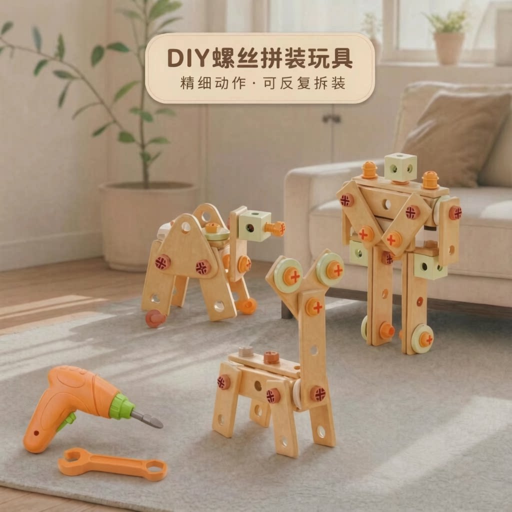儿童电钻拆卸工具箱拧螺丝拼装积木益智3岁+玩具立体拼盘礼物