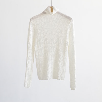 羊毛堆堆领套头皱纹针织衫