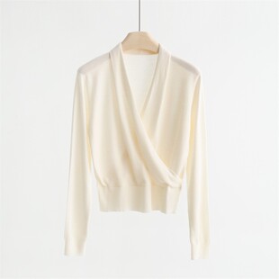 内搭显瘦毛衣 百搭交叉v领羊毛针织衫 依格歌外贸优品女装 秋冬时尚