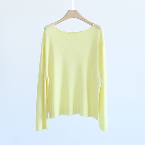 一字领天丝亚麻针织衫上衣