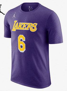 Nike/耐克正品JORDAN 詹姆斯运动湖人队篮球短袖T恤CV9987-557