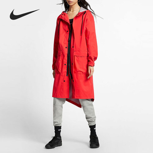 nike耐克正品女子长款连帽风衣