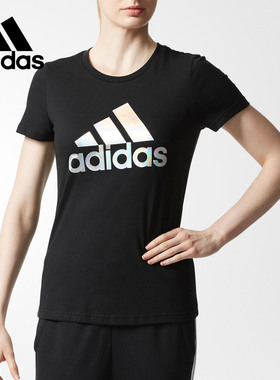 Adidas/阿迪达斯正品新款女子圆领透气运动休闲短袖T恤CF3903