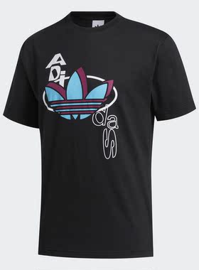 Adidas/阿迪达斯正品撞色字母图案彩色logo男运动短袖T恤GD2142