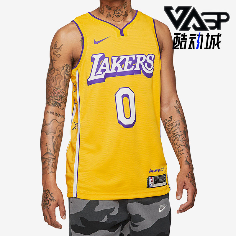 Nike/耐克正品库兹马湖人队0号男子篮球运动球衣AV4646-728