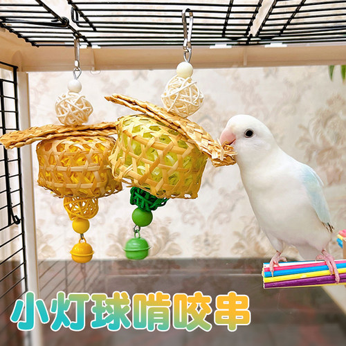 鹦鹉啃咬玩具藤编玄风牡丹虎皮