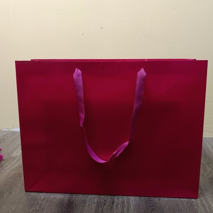 订单库存加大号横版玫红单色白卡礼品节日喜庆包装购物袋服装纸袋