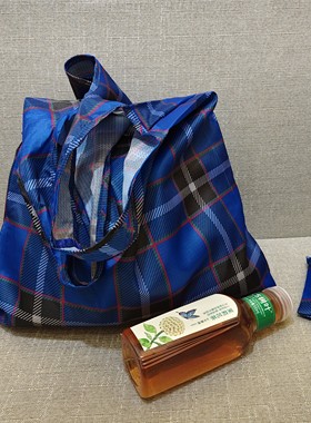 日单大容量 神户格子 加厚可折叠购物袋超市买菜手提环保便携布袋