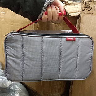 订单现货灰红撞色简约手提保温防泼水手袋洗漱化妆收纳布包补给包