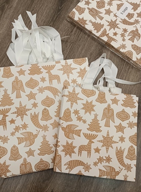 订单库存方版加宽底清新款圣诞节日礼品袋伴手礼包装手提袋纸袋