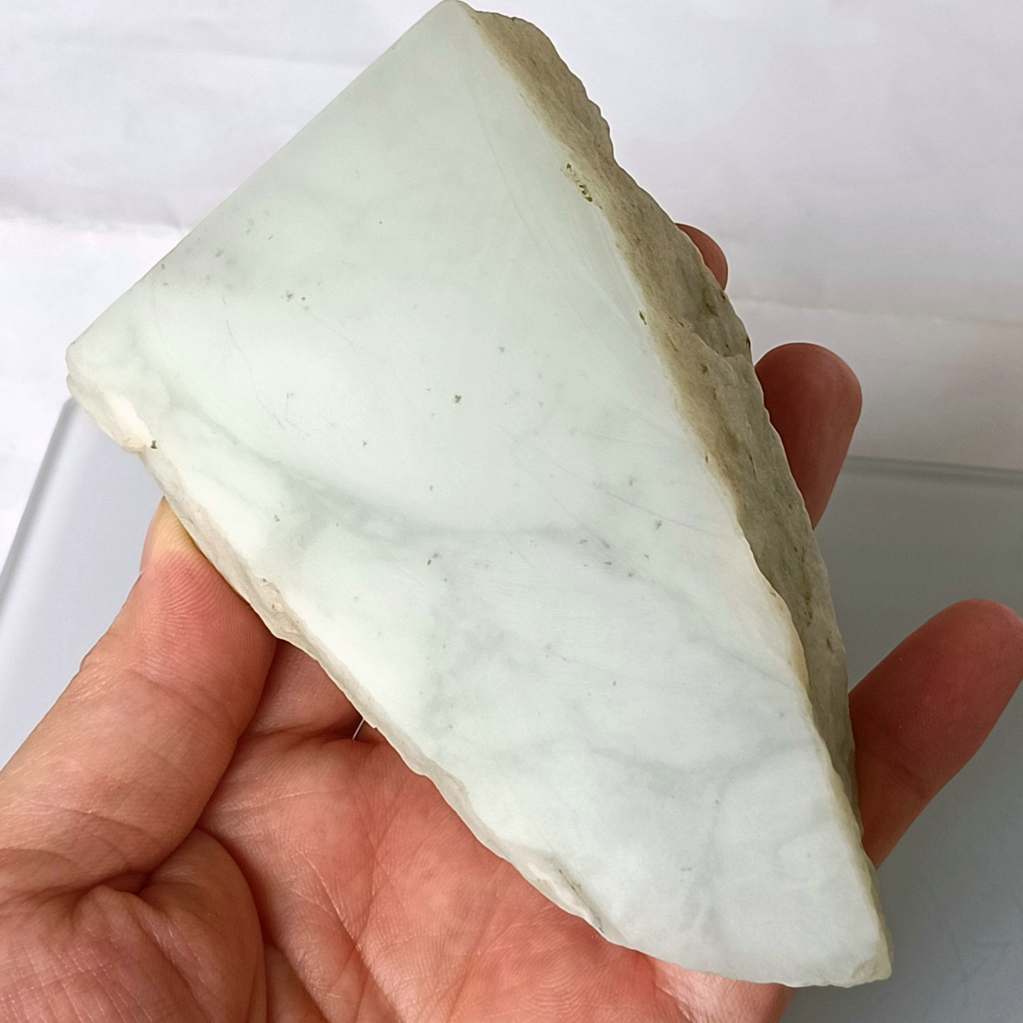 新疆和田青白玉山料原石无裂肉细温润适合牌子把件吊坠珠子A21-12