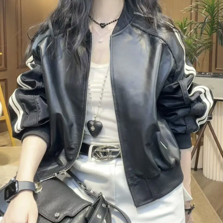 欧港妮短款立领棒球服夹克