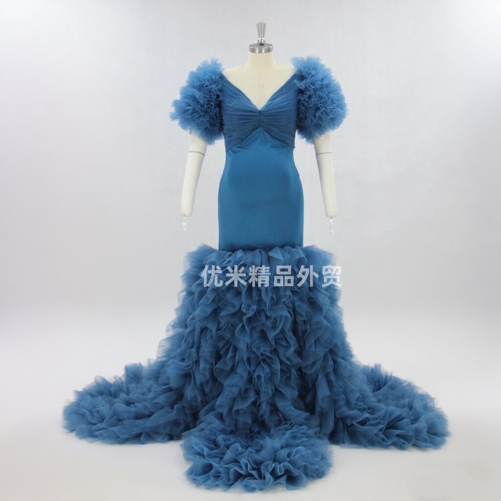 来图定制孕妇性感包臀拖地礼服图片