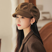 新款 高级感百搭美拉德色系云朵帽2025秋冬保暖鸭舌帽子女士八角帽