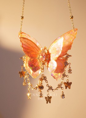 粉色蝴蝶项链古风仙女