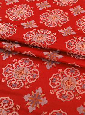 《FS135紫菱宝华》新中式仿宋锦服装布料上衣盘扣外套提花面料布