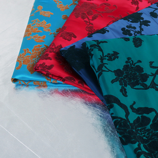 《ZR001折枝牡丹》漳缎秋冬服装布料中国风马甲上衣提花料子