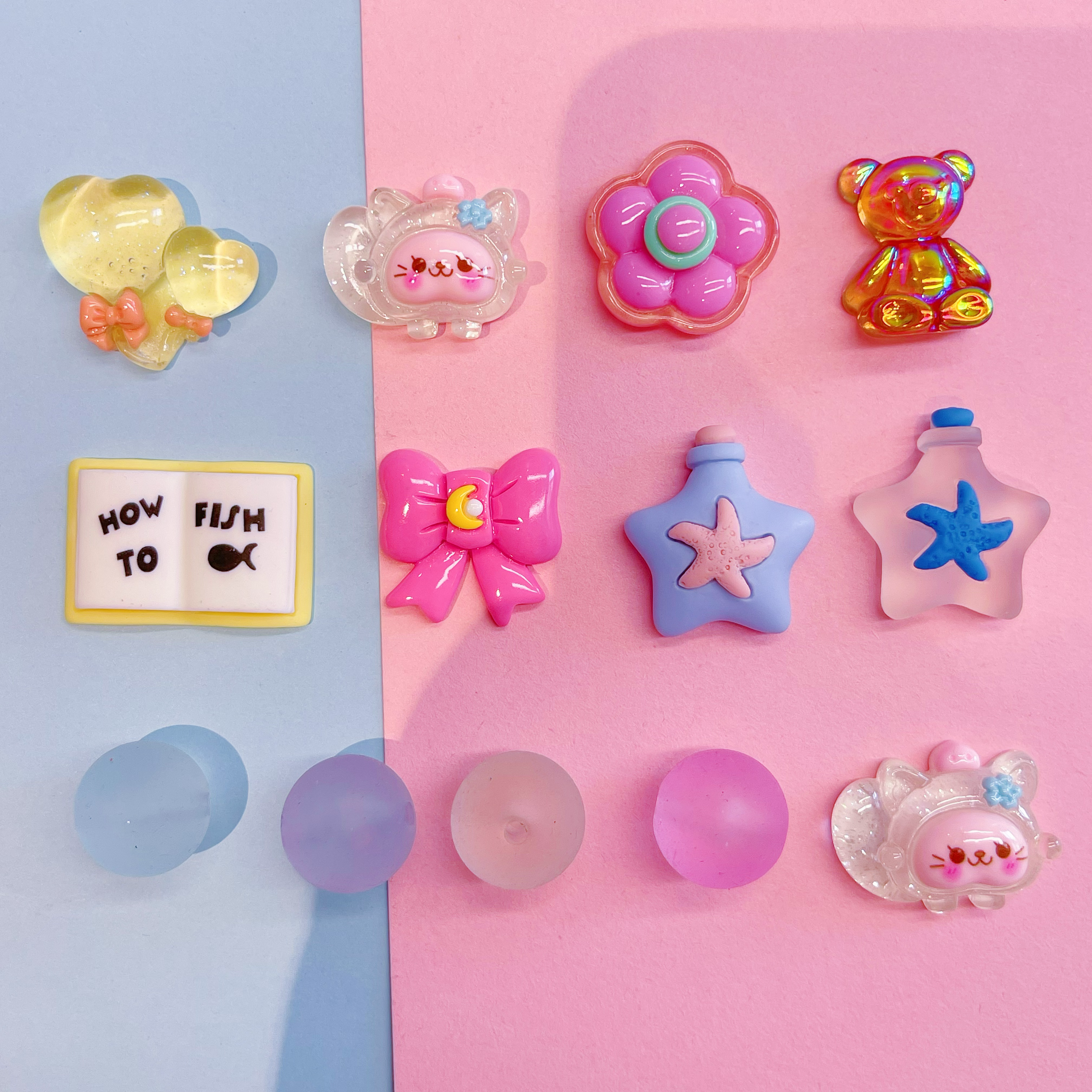 可爱卡通小熊花朵珠珠奶油胶diy手机壳文具盒发夹配饰手工材料