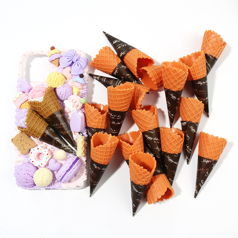 冰淇淋甜筒饼干奶油胶手机壳树脂饰品小配件diy材料手工水晶滴胶