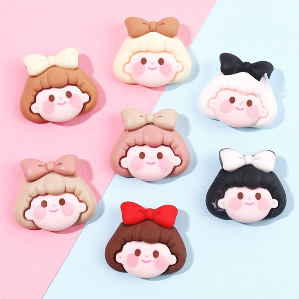 卡通领结女孩头奶油胶手机壳树脂饰品配件diy材料包手工自制滴胶