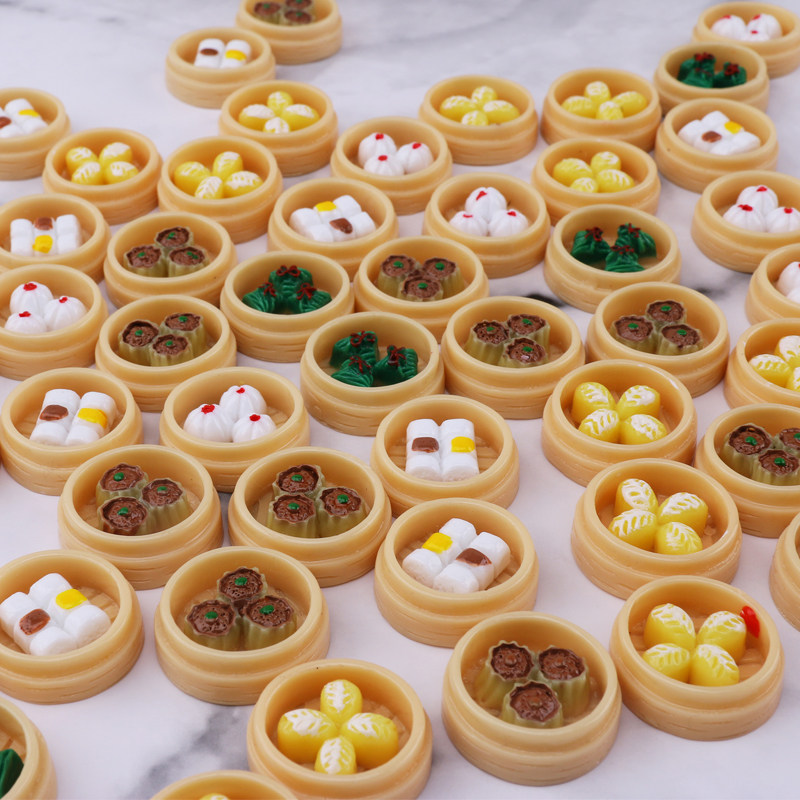 蒸笼包子烧麦粽子食玩diy手机壳仿真奶油胶材料手工制作自做配件