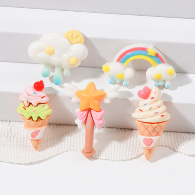 云朵彩虹魔法棒diy树脂配件奶油胶手机壳发夹头饰杯贴手工材料
