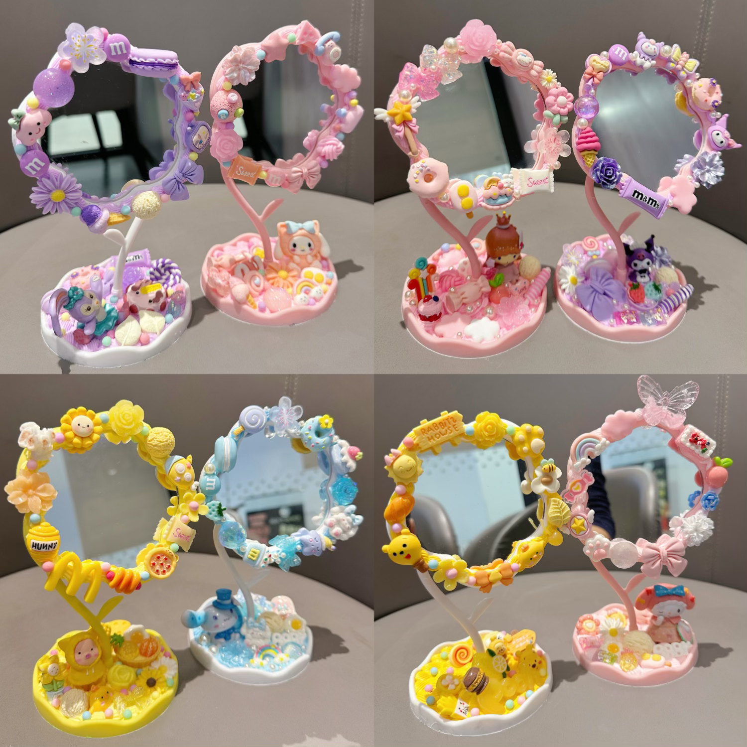 奶油胶镜子diy材料包手工制作化妆镜学生宿舍桌面摆件装饰品