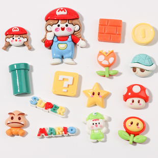 卡通童年游戏人物树脂饰品配件diy奶油胶手工自制手机壳发夹头绳