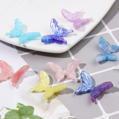 diy蝴蝶奶油胶树脂手工闪粉自制