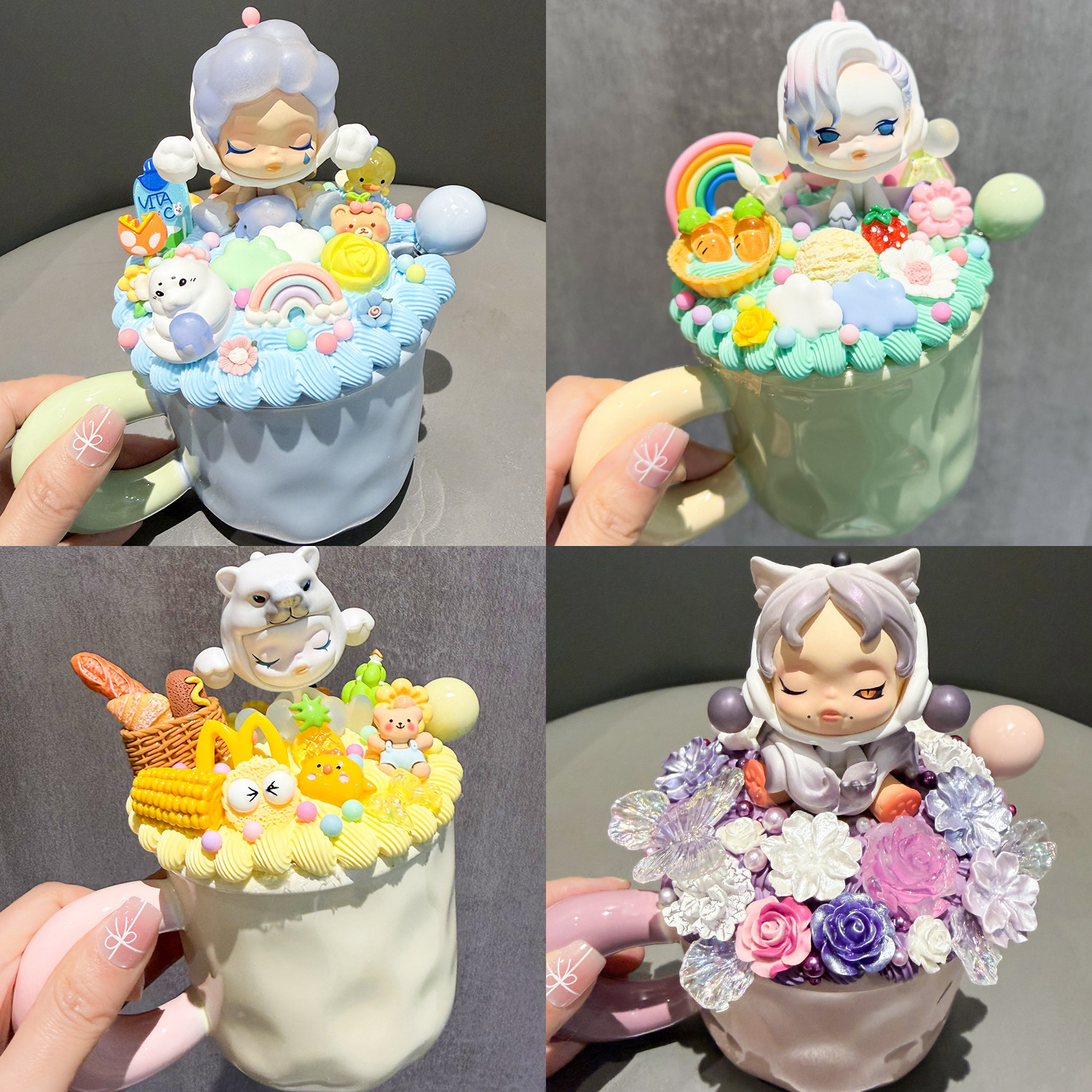 卡通公仔diy奶油胶马克杯材料包水杯盖装饰手工制作材料包配件