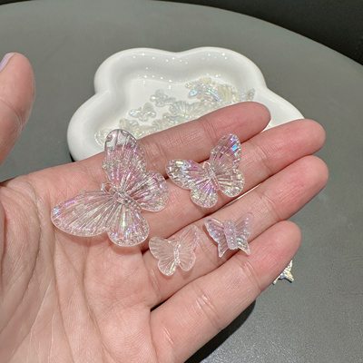 DIY透明幻彩蝴蝶奶油胶配饰diy手工饰品配件亚克力材料