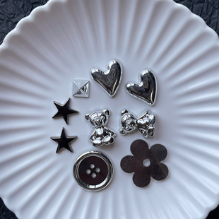 五角形金属小熊爱心手工手机壳发夹diy材料配饰饰品