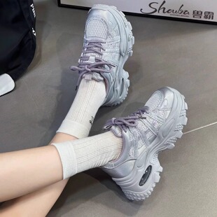 2025新款 女鞋 大码 单鞋 真皮41 43码 老爹鞋 厚底休闲鞋 42百搭时尚