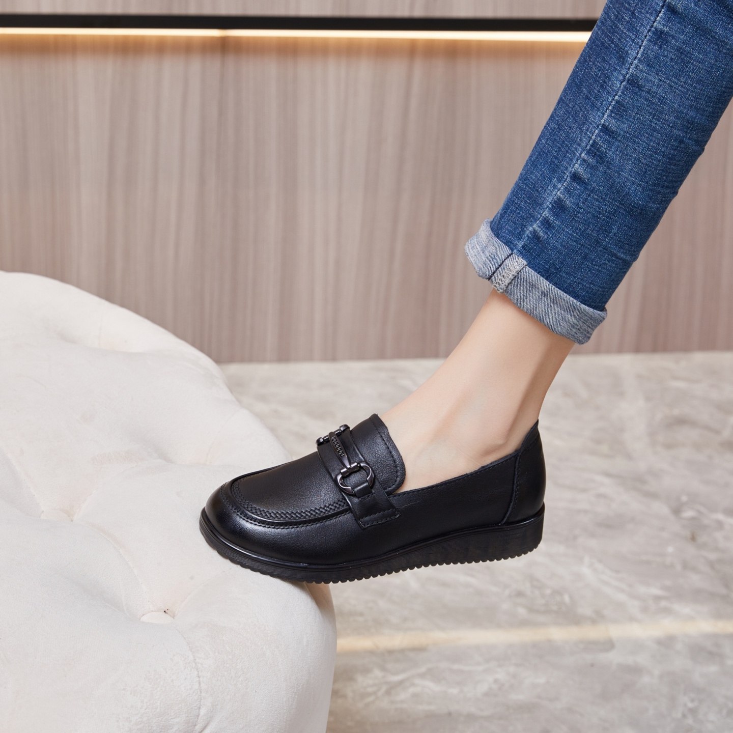 英伦风乐福鞋大码女鞋41-43码软底百搭休闲皮鞋舒适单鞋42妈妈鞋,女鞋,乐福鞋（豆豆鞋）,淘宝优惠券,粉丝福利购,淘宝优惠卷