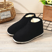保暖鞋 男棉鞋 冬季 老北京布鞋 加绒防滑休闲高帮中老年人爸爸鞋 休闲