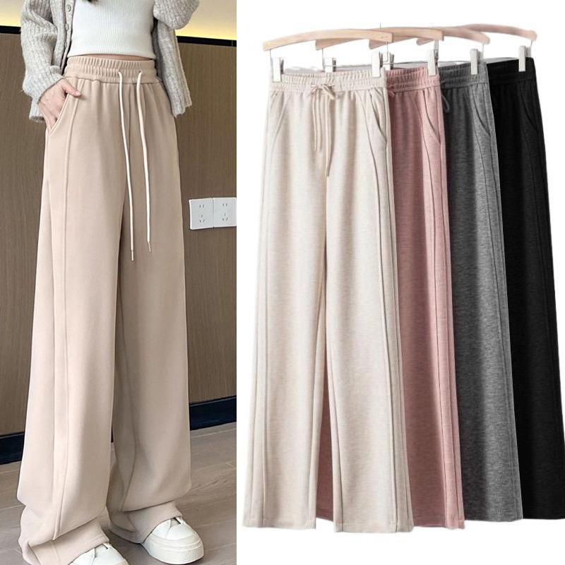 加厚加绒运动裤女秋冬2025新款直筒宽松香蕉裤休闲裤阔腿裤跨境Y