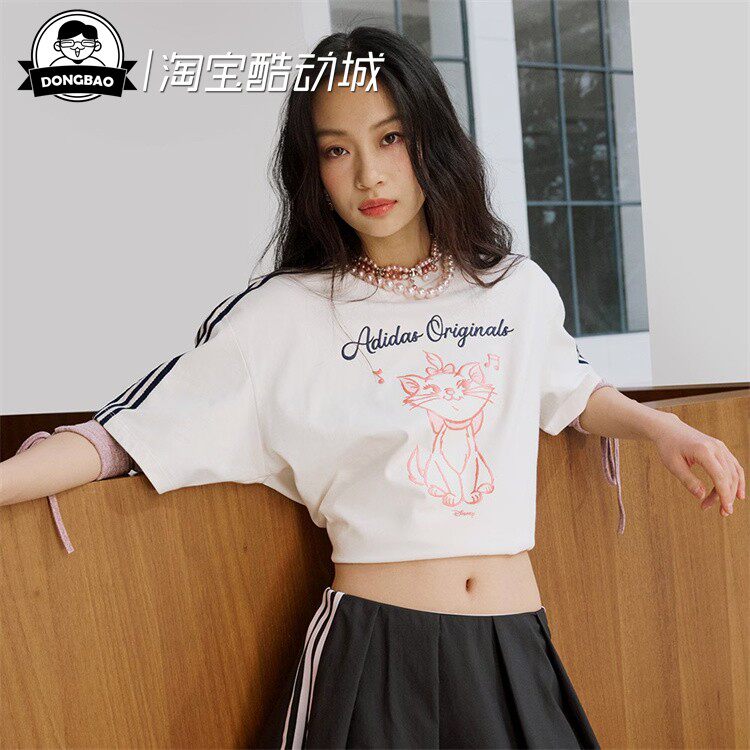 迪士尼玛丽猫联名款落肩袖短袖