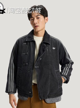11月adidas阿迪达斯JACKET男女新中式保暖梭织牛仔运动棉服KR5066