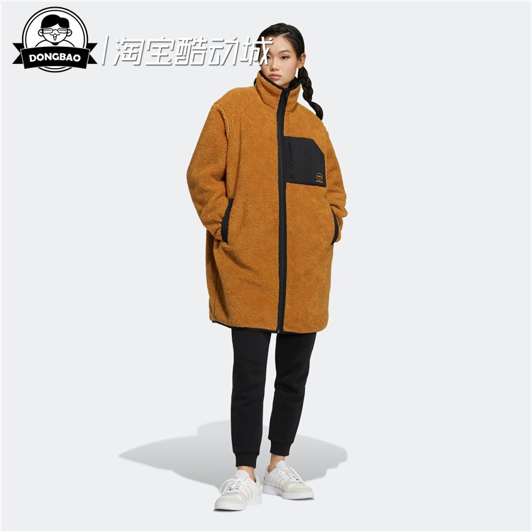 10月adidas阿迪达斯neoJACKET双面穿运动连帽棉服HN244