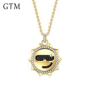 鎖骨鏈 GTM高定飾品s925純銀酷兒表情包項鏈cool甜美精致小巧女款